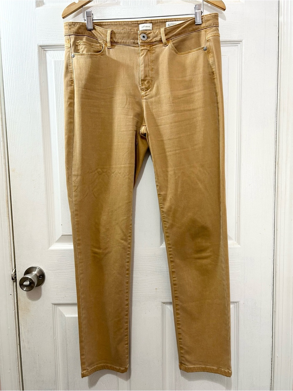 J.Jill Denim Boyfriend Straight Leg Ankle Jeans Women’s 12 Camel Tan Stretch